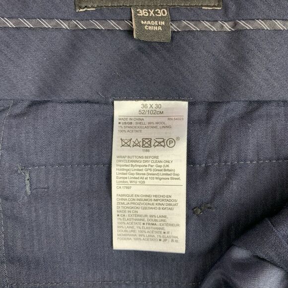 Banana Republic Italian Wool Dress Pant Mens 36 (Fits 38)  Blue Marzotto Stretch - Picture 10 of 14